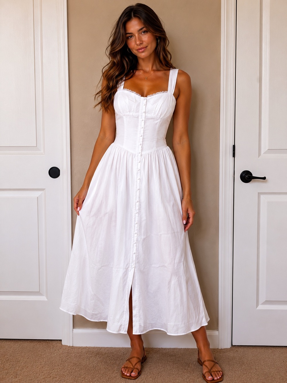 Bardot White Button-Front Maxi Dress